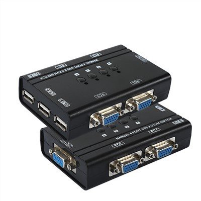 手動 4 ポート USB 2.0 KVM スイッチ