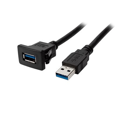 スクエア シングル ポート USB 3.0 パネル フラッシュ マウント延長ケーブル、バックル付き