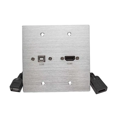 HDMI および USB-B メス コネクタ付き AV ウォールプレート、フライ リード付き