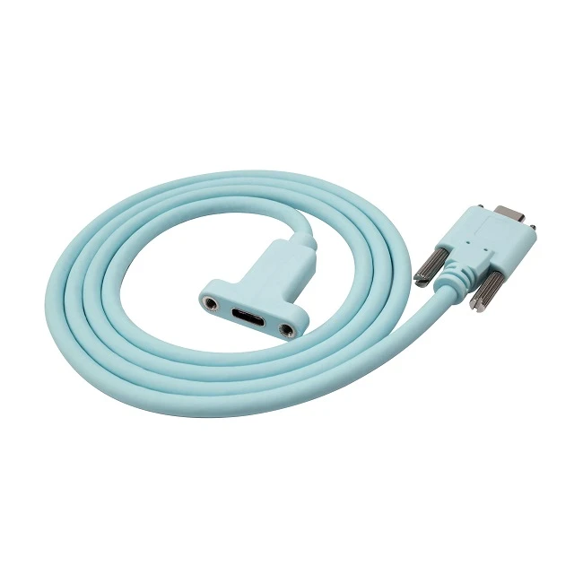 USB C オス - USB タイプ C メス (デュアル スクリュー ケーブル付き)